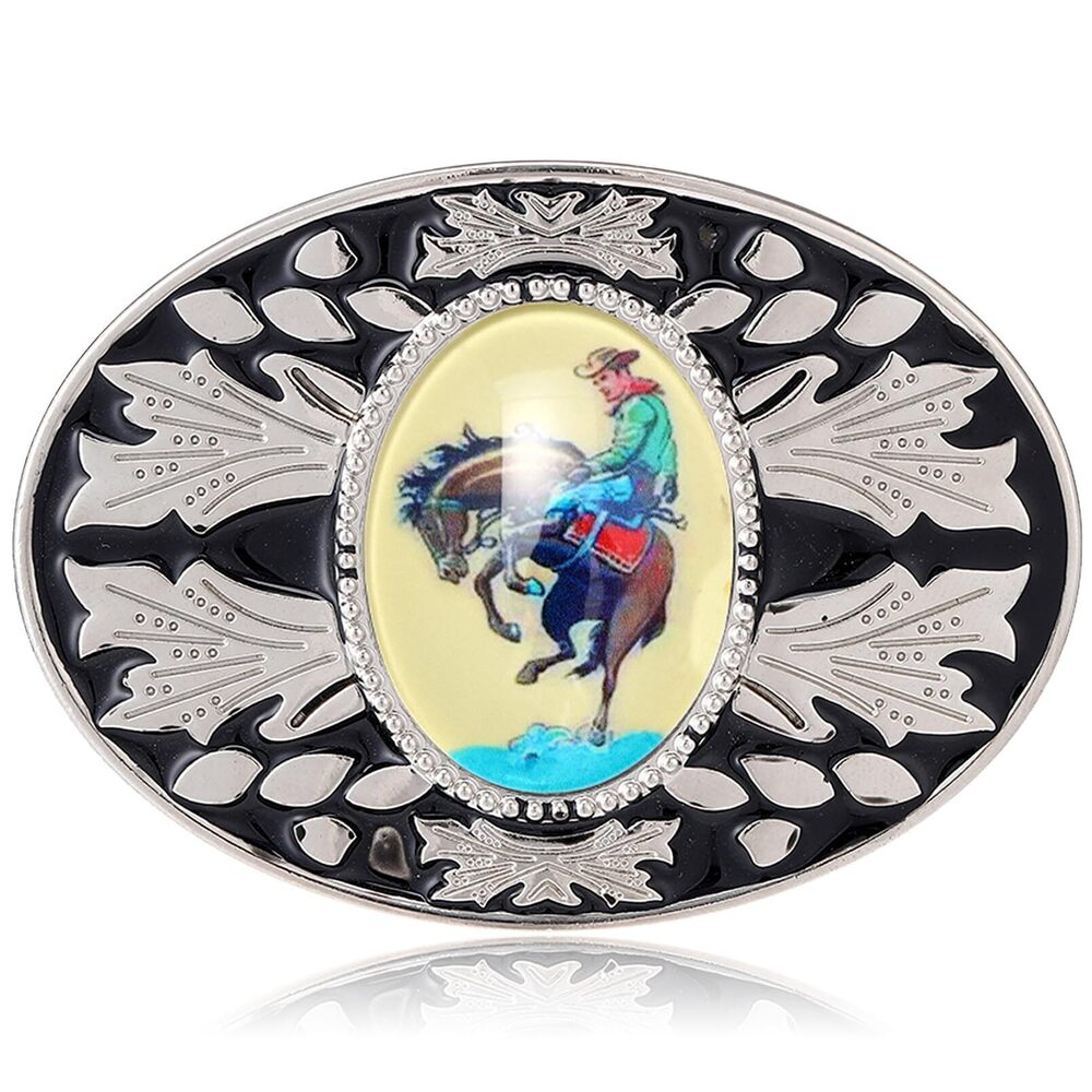 2677 Belt Buckle Vintage Cowboy Western Belt Buckles American Oval Cowboy